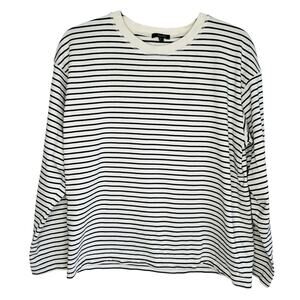 Massimo Dutti Striped T Shirt Preppy Nautical Womens Small L/S Crew Neck Coastal